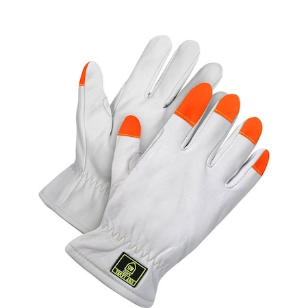 Goatskin Driver Cut Resistant Liner Hi-Viz Fingertips, Shrink Wrapped, Size X2L